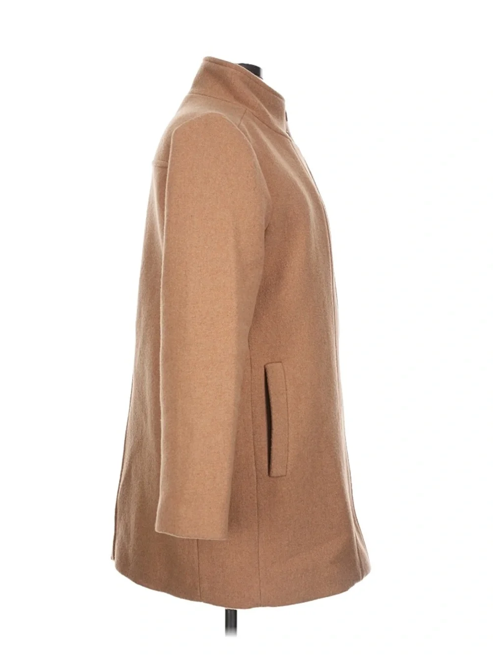 J.Crew City wool Coat Button Neck Heather Acorn Camel Size 10